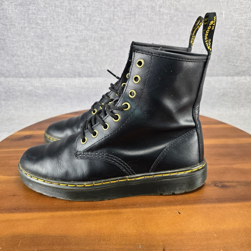 Dr. Martens Zavala Black Leather Combat Boots Gold Eyelets Womens 8 UK 6 EU 39 - Picture 2 of 12
